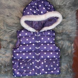 2T-3T purple and white polka dot hooded vest